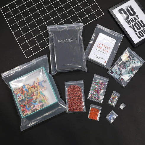 200 PCS 2" x 3" Thick 4 Mil Small Clear Zip Poly Lock Plastic Bags, Heavy-Duty Reclosable Zip Bags for Jewelry