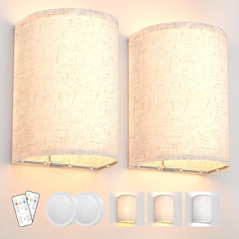 Wall Sconces Set of Two, Battery Operated Wall Sconces 3 Colors Changeable