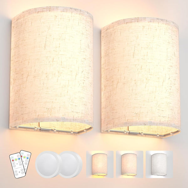 Wall Sconces Set of Two, Battery Operated Wall Sconces 3 Colors Changeable