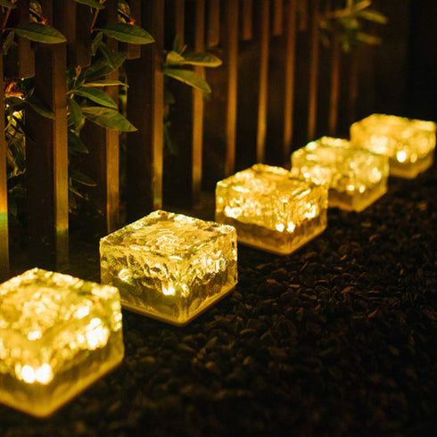 Epicgadget Solar Ice Cube Shaped Light, 2.8x2.8x2 inch Warm White Outdoor Solar Garden Decorative Lights