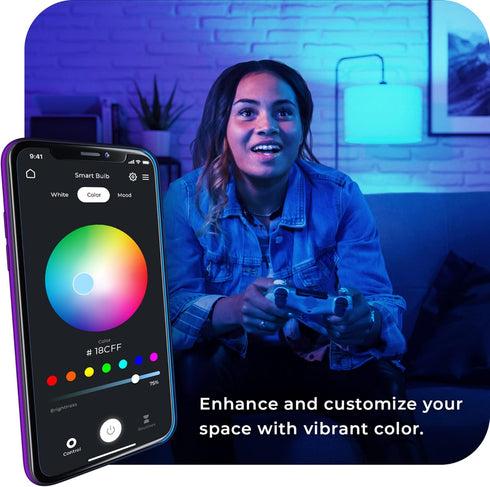 10W Bulb, 2000K5000K, A19 E26 34212 Globe Electric Wi-Fi Smart LED Multicolor RGB + Tunable White Shape, Base, App +