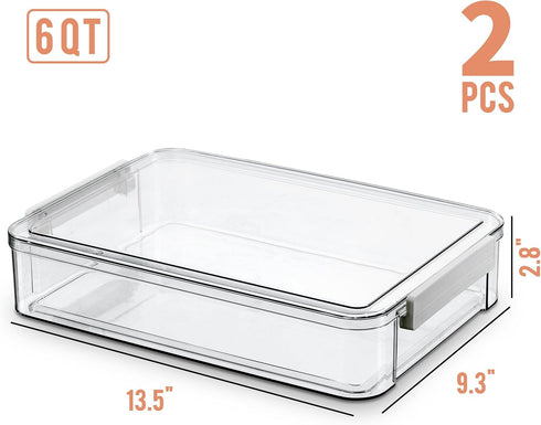 Citylife 2 PCS 6Qt Plastic Storage Bins with Lids and Latches, Clear Stackable File Box for Organizing Supplies