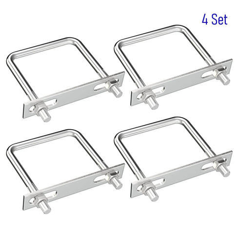 4 Sets 304 Stainless Steel Square U-Bolts, M10 with Nuts for Automobiles Trailer and Industrial Parts