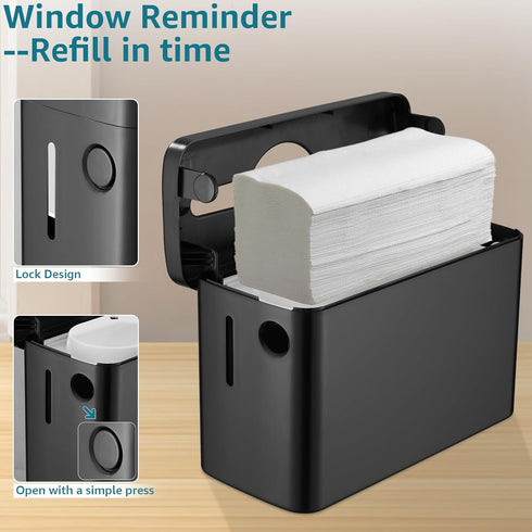 Countertop, 300-Sheet AmazonCommercial, Multifold Paper Towel Dispenser Heavy Duty Wide-Design, Large Capacity Black
