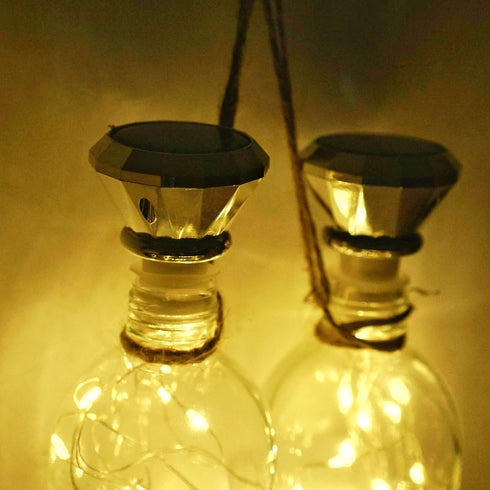 10 Pack 20 Solar Wine Bottle Lights, Diamond Cork Lights, LED Outdoor Waterproof Fairy String Lights for Garden Wedding