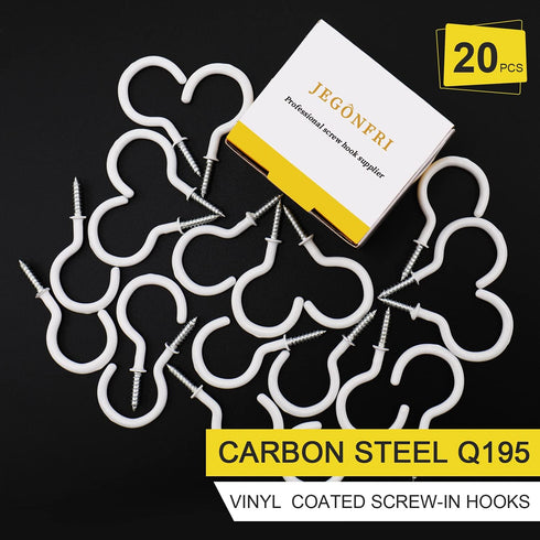 20 Pack Ceiling Hangers for Plants - 2 Inch Vinyl Coated Screw Hooks for Indoor & Outdoor Use, White
