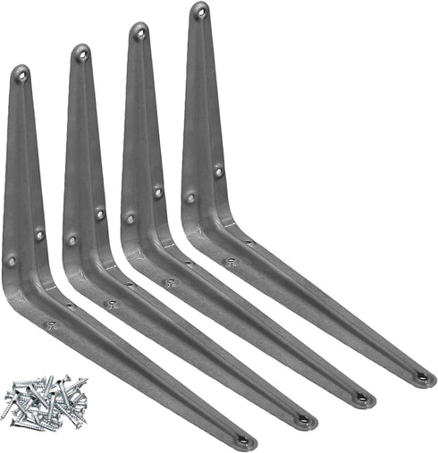 Wideskall Metal 8" x 10" inch Wall Corner Angle Shelving Shelf Brackets, Grey,