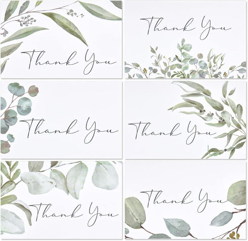 Crisky 50 Pack Greenery Thank You Greeting Cards with Envelopes & Stickers.6