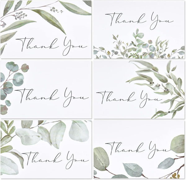 Crisky 50 Pack Greenery Thank You Greeting Cards with Envelopes & Stickers.6