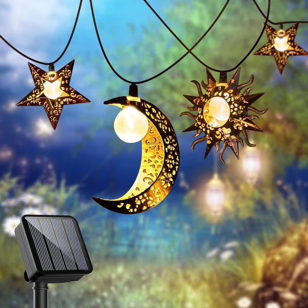 Beautyard Solar String Lights Outdoor Star Moon Sun 13Ft 153In Led Solar