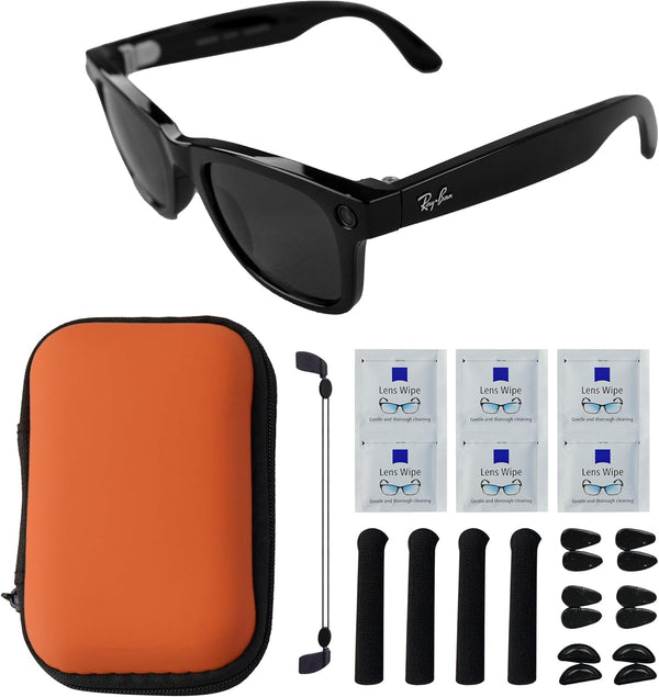 ToKismet Smart Glasses Accessories Kit for RayBan Meta Wayfarer/Headliner/Skyler/Display Includes Orange Giftable Storage