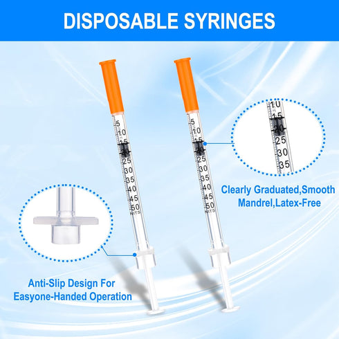 Maydeyy 100 Pack 31G-1/4"(6mm) 0.5cc Lab Supplies Disposable Liquid Measurement Tool, Individually Wrapped
