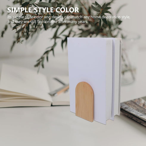 Simple Design Wooden Bookends for Desk and Shelf Thick Beech Wood Book Stand Book Holders for Office Organization