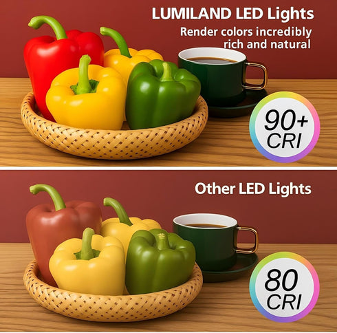 LUMILAND (2.7Wx5) (4000K), Wired LED Puck Lights Plug-in Lighting Natural White LED Cabinet Light for Kitchen Can Be