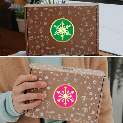 PARTH IMPEX Snowflake Stickers, Pack of 120 - 2" Large Round Gold Foil Stamping Labels for Christmas Holiday Cards