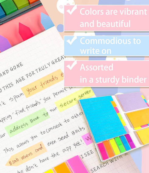 Sticky Notes Set, 410 Pack Colored Divider Sticky Notes Pads for School, Office, Planner, Book Notes, Bible Sticky Notes