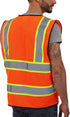 Reflective Mesh Vest High Visibility Two Tone with Pockets and Zipper, ANSI Class 2 Compliant, Orange Mesh with Yellow Trim S
