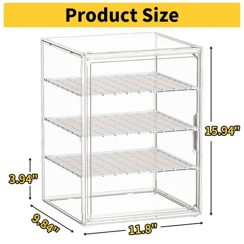 Awelov Countertop, 4 Bread Box for Kitchen Layers Pastry Display Case with Magnetic Door, Adjustable Clear Bread