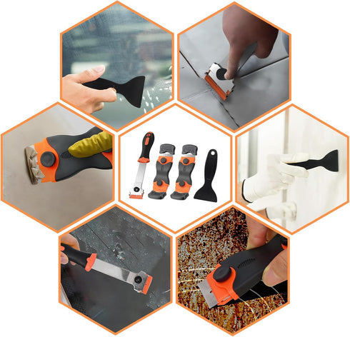 Set, 4 Pack 30 30 Razor Blade Scraper Tool Paint Scrapers with Plastic & Metal Blades, Safe Non-Scratch Glass Scraper
