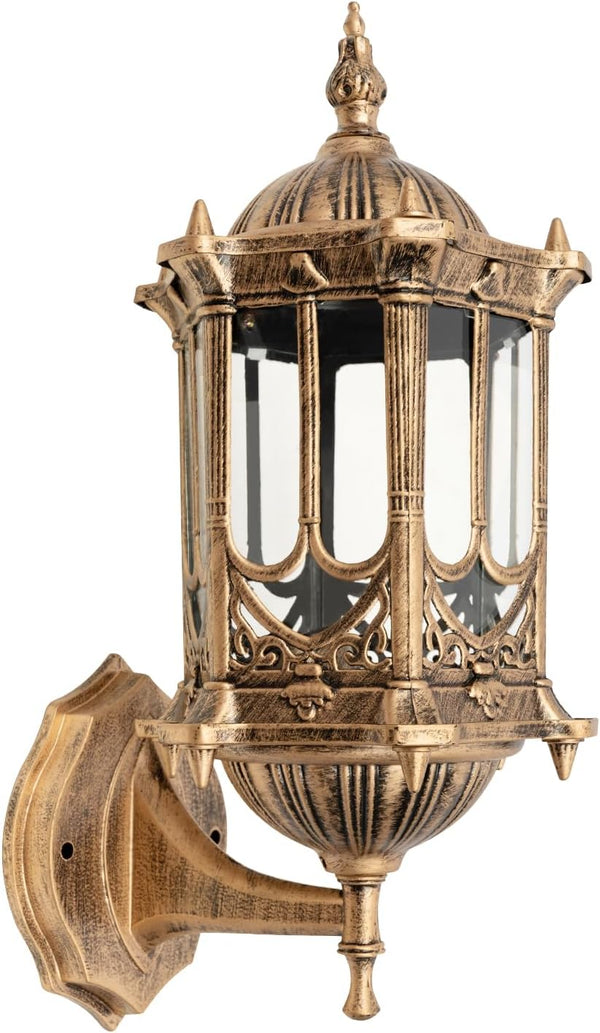 Fufiea Vintage Antique Copper Outdoor Wall Lantern IP44 Waterproof Exterior Wall Sconce with