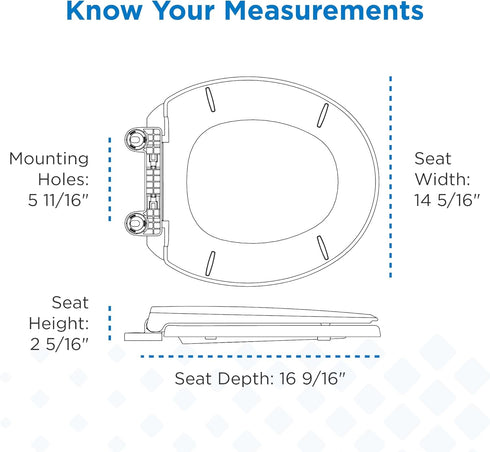 GC550129 Gerber Round Front Toilet Seat with Cover, Soft Close, No Slam, Quick & Easy Install, Heavy-Duty Plastic
