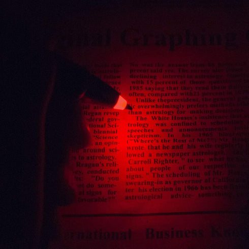 GS GLOWSEEN Lighted Tip Penlight, LED Ballpoint Flashlight Writing Pens, 2 PK (Red Light)
