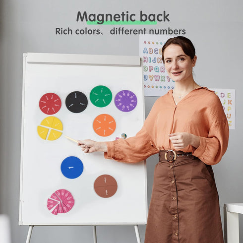 stochastic box 51 Set, Magnetic Fraction Tiles Circles pcs Fraction Bars Rainbow Math Manipulatives for Preschool