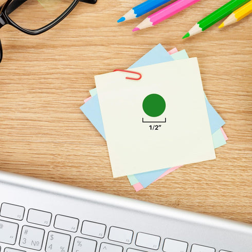 ChromaLabel 0.50 Inch Round Label Permanent Color Code Dot Stickers, 1000 Labels per Roll, Green