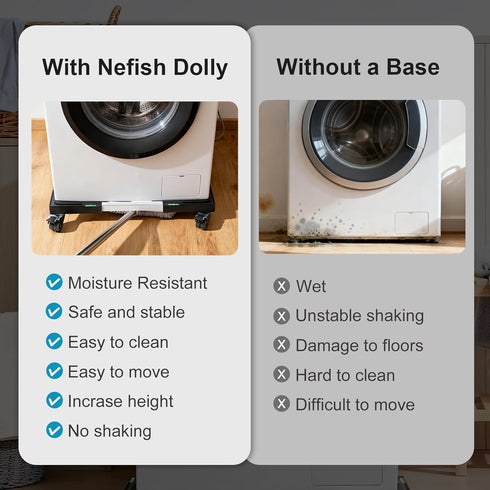 4 Nefish Furniture Dolly Adjustable Mini Fridge Stand with Wheels Washing Machine Stand Mobile Roller with Locking