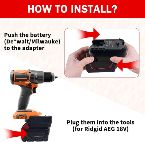 DM18AR Battery Adapter for Milwaukee 18V M18 to Ridgid AEG Tools, Also for Dewalt 20V Li-ion Max XR Battery