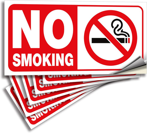 iSYFIX No Smoking Sign Sticker for Homes – 6 Pack 4x2 inch – Premium Self-Adhesive Vinyl, Laminated for UV, Weather,