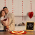 Grinsvalley Set, LED Felt Letter Board with Rose Petals and Candles Word Board with Letters, Artificial Rose Petals