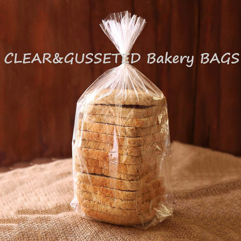 Gere 8 4 18", 50 Pack, Packing Large Bread Bags with Ties, x x Clear, Reusable, Bulk Bread Bags for Homemade Bread