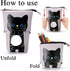Telescopic Pencil Pouch, Cute Standing Pen Holder, Canvas+PU Storage Box with Zipper Closure (Gray)