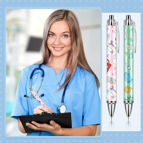 Thenshop Funny Nurse Pens - Cartoon Ballpoint Nursing Pens with Black Ink for Appreciation Gifts (24 Pcs)