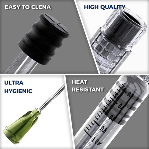 5 Pack Reusable Borosilicate Glass Luer Lock Syringe, 1ml Capacity, Pet Safe Needles for Arts, Crafts, Lab