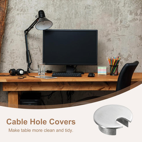 uxcell 2Pcs Cable Hole Cover 1-3/8"(35mm) Zinc Alloy Desk Cable Wire Cord Grommet Hole Cover for Office Computer Desk
