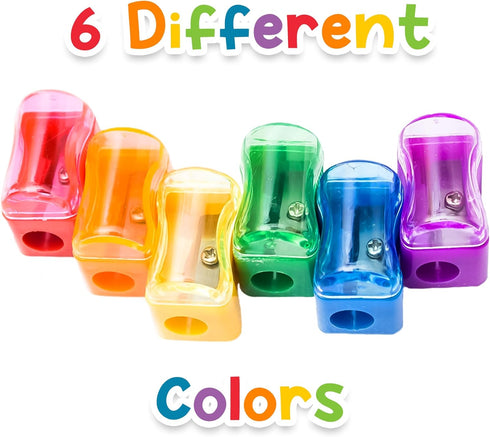 Fun Central 72 Pack Assorted Color Plastic Pencil Sharpeners with Caps, Bulk Classroom and Office Supplies
