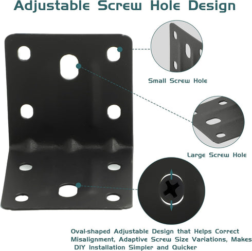 30PCS 90 (2X2 Alise Black L Brackets for Shelves, Heavy Duty Metal Shelf Brackets Corner Bracket, Degree Joint Right