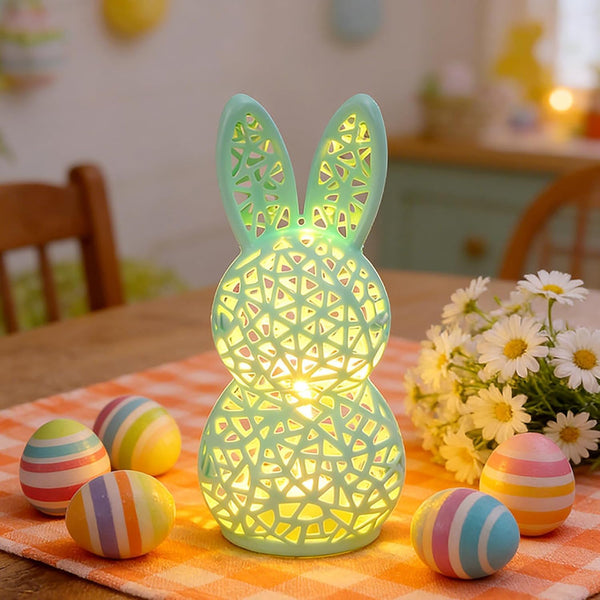 Silike Easter Bunny Lamp, 3D Printed Hollow Out Bunny Figurine Lamp, Easter Rabbit