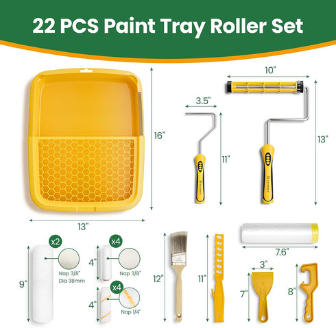 22 9-Inch Voomey Professional Paint Roller Kit Pcs, Upgraded Paint Roller with Super Coverage Effect, Paint Brush