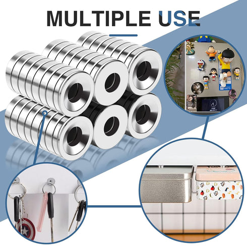 50Pcs Countersunk MIKEDE Strong Magnets with Hole, Heavy Duty Rare Earth Magnet with Mounting Screws, Round Neodymium
