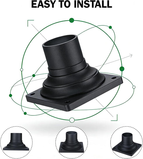 2-Pack, LIT-PaTH Pier Mount Base, Outdoor Post Light Mounting Base Adapter, Cast Aluminum, Black