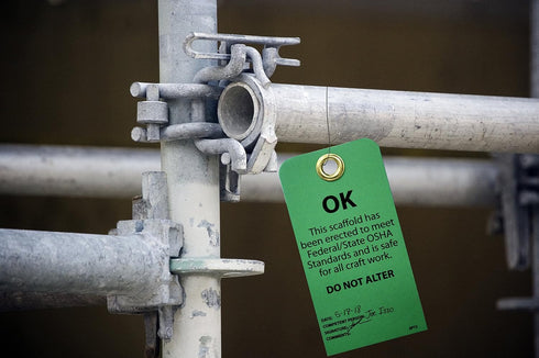 AccuformNMC OK - DO NOT ALTER Tag - NMC SPT3, 3 in. x 6 in., Pack of 25, Black Text on Green Base