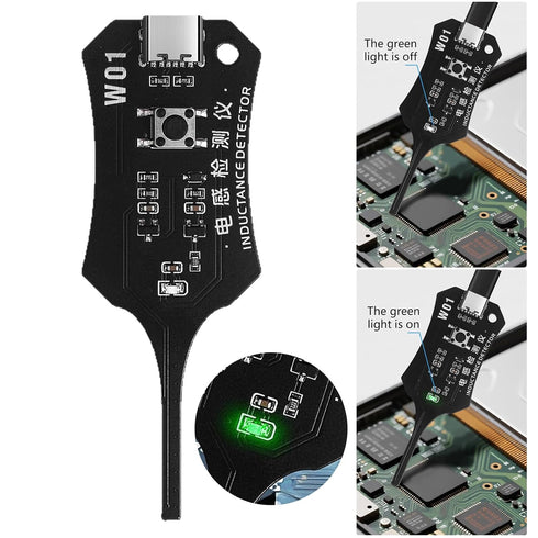 Generic W01 Inductor Tester for Mobile Phone Repair, Quick Fault Diagnostic Tool with LED Indicators, Universal
