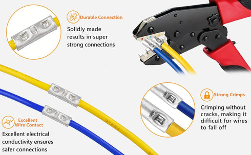 4 Gauge Non-Insulated Butt Connectors 10 PCS Crimp Butt Splice Connectors with 10 PCS Heat Shrink Tube