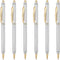 Unibene Slim Metallic Retractable Ballpoint Pens, Carved Chrome & Gold, 6 Pack Black Ink, Nice Gift for Office Students