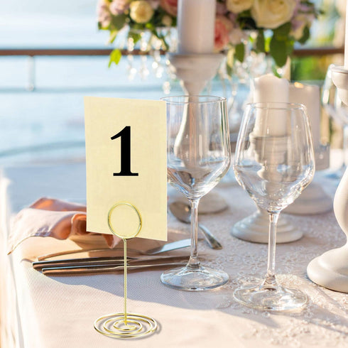 TecUnite Gold Table Number Holder, 3.35 Inch Wire Place Card Holder for Wedding Reception, 24 Pieces