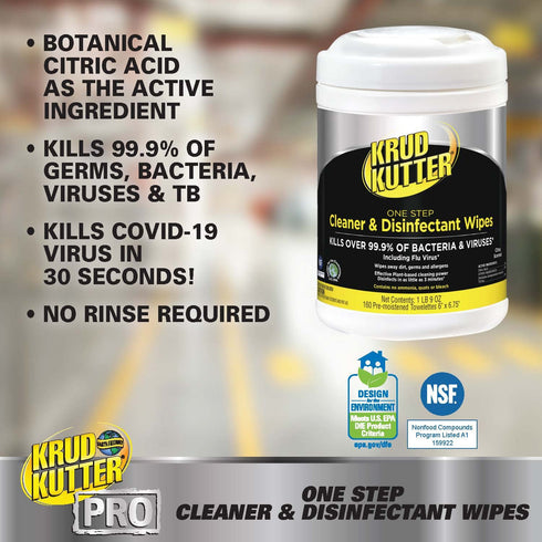 367508 One Step Cleaner & Disinfectant Wipes, 160 Wipes