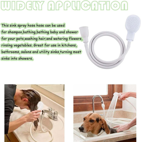 3.28ft/1m Sink Spray Hose,Portable Sink Hose Sprayer,Shampoo Sprayer Handheld Hose Shower Head Spray Hose for Bathing